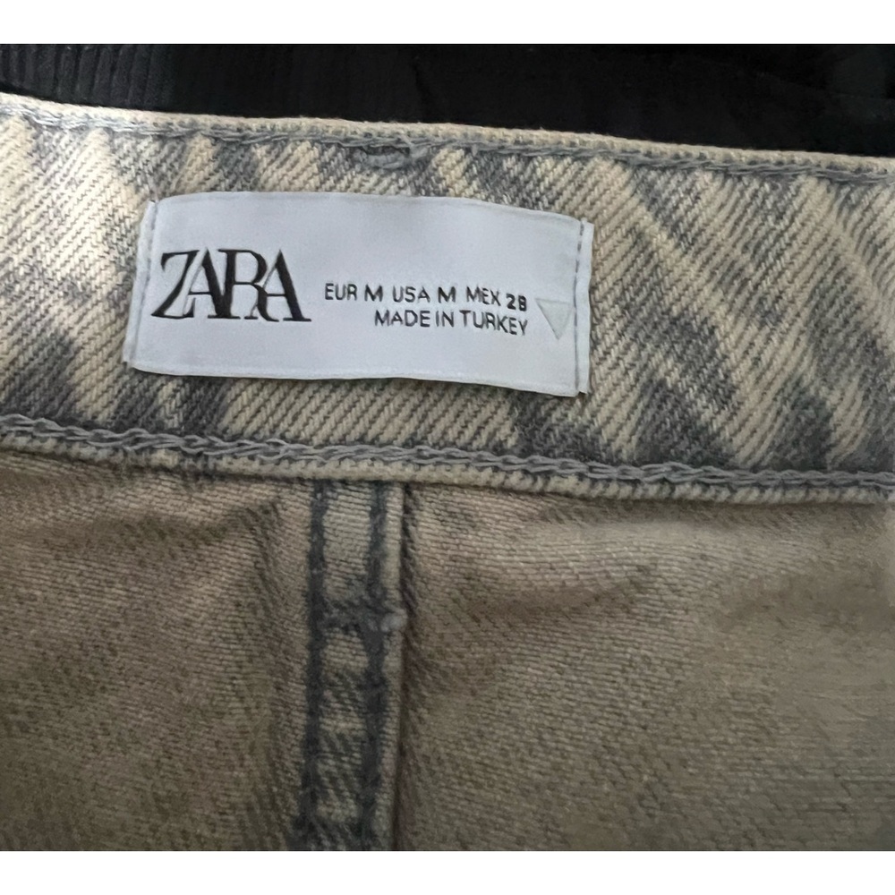 Zara Women's Overdyed Frayed Denim Mid Rise A-line Midi Skirt Size M - Picture 6 of 7